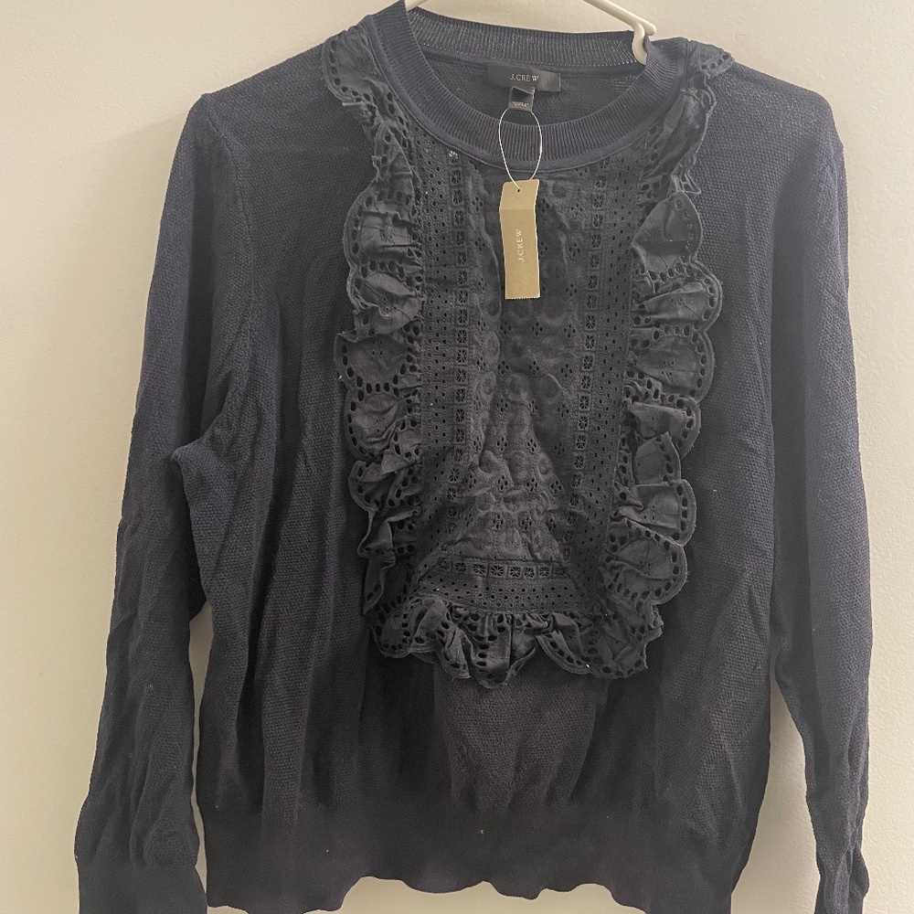 Jcrew (NWT) navy ruffle sweater